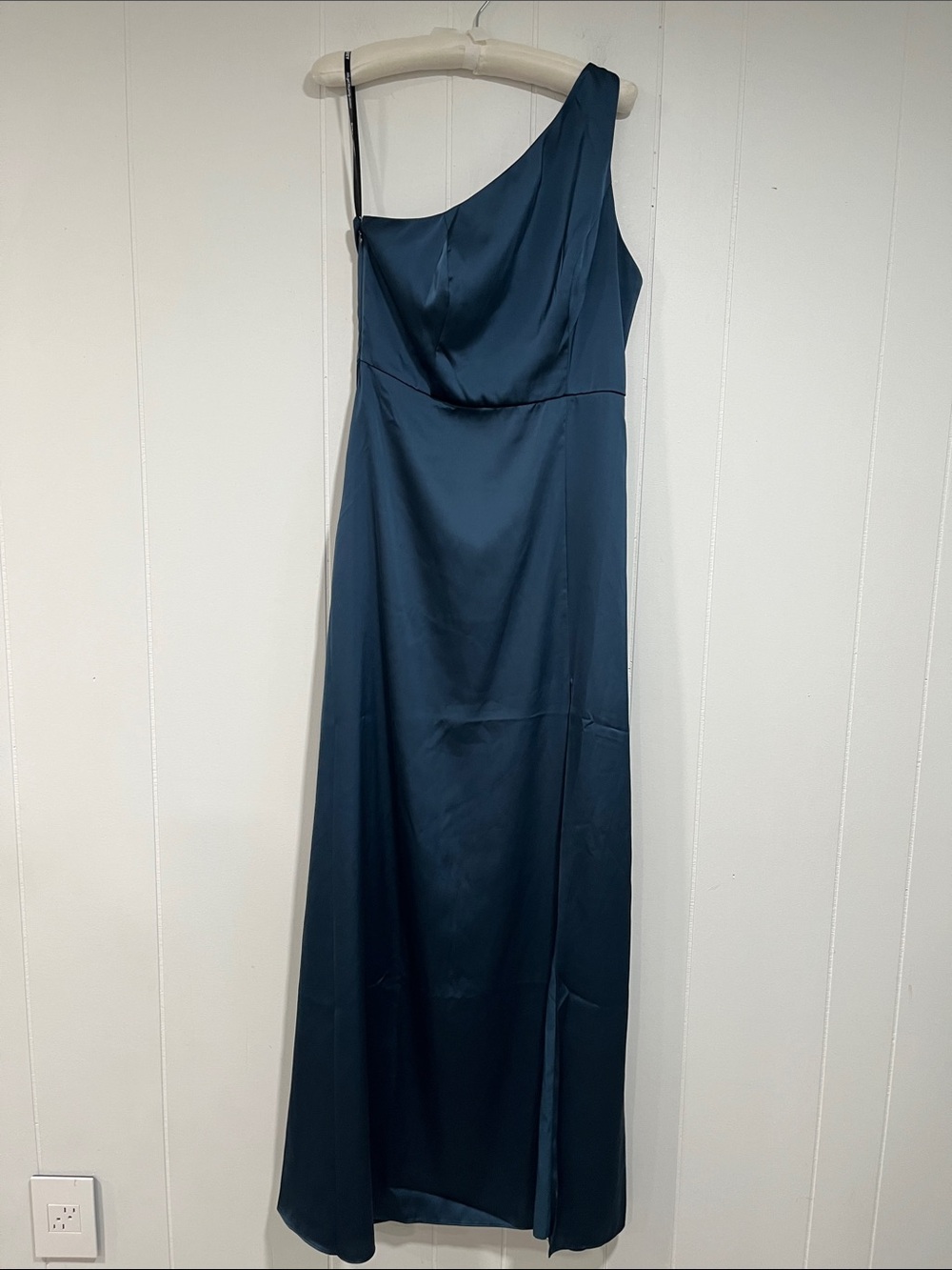 Birdy Grey One-Shoulder Teal Satin Evening Gown M bridesmaid wedding guest